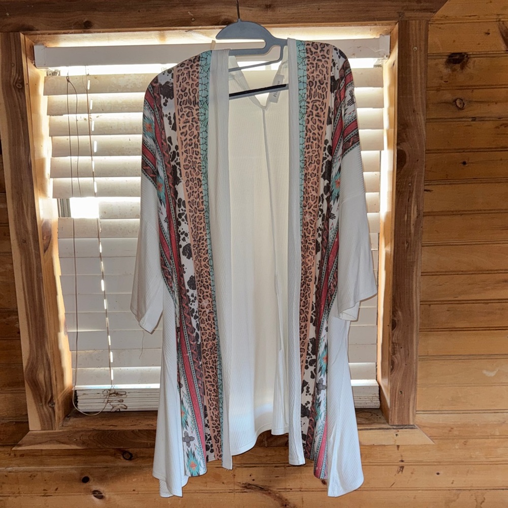 Multicolor Patterned Kimono Cardigan